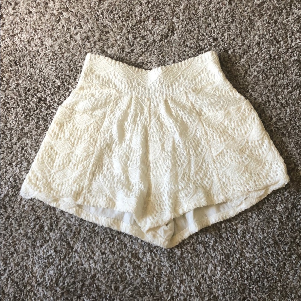 Mink Pink Lace High Waisted Shorts